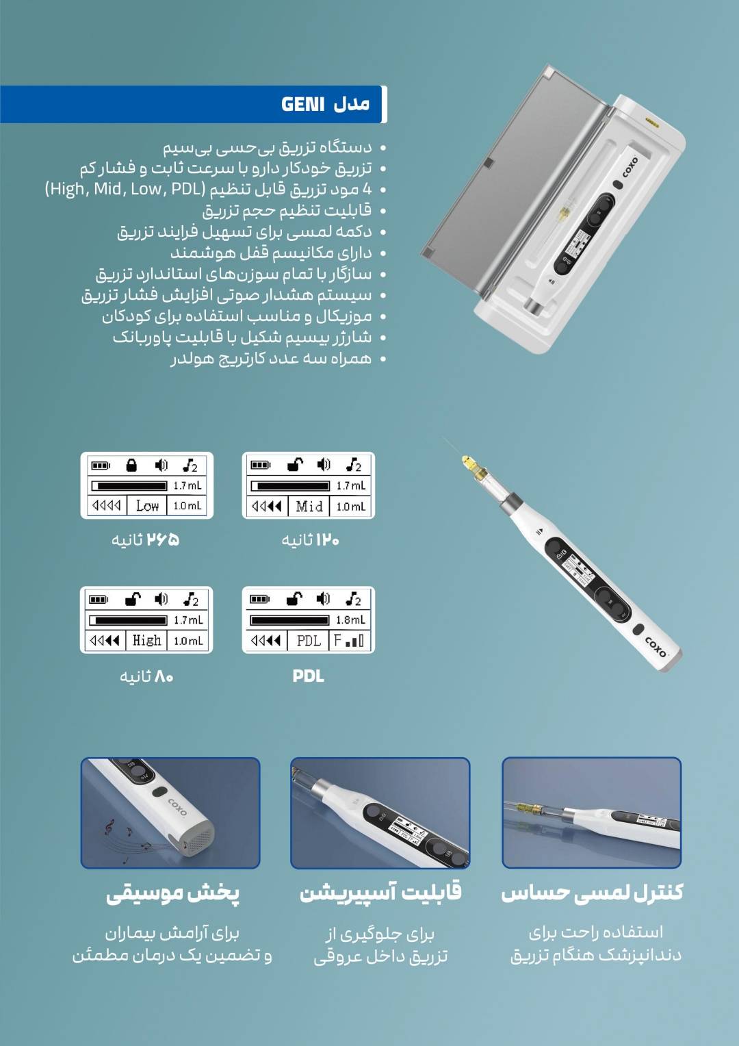 تزریق بی حسی کوکسو مدل Geni رکادطب 