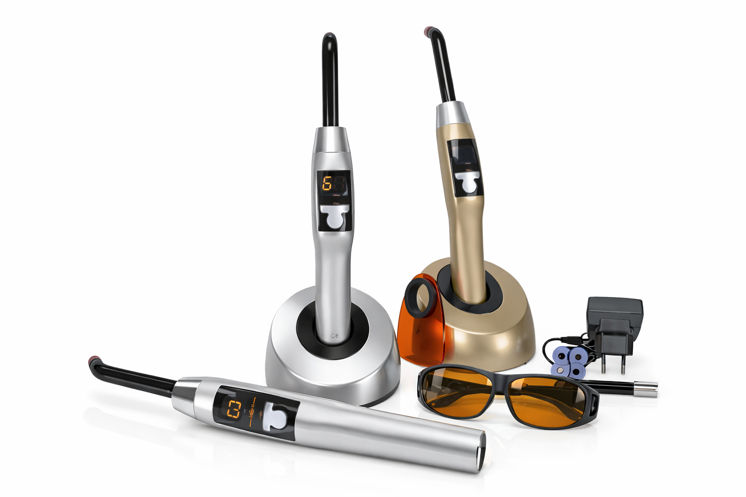 لایت کیور Woodpecker مدل X-Cure به همراه پایه شارژ و عینک محافظ دندانپزشکی