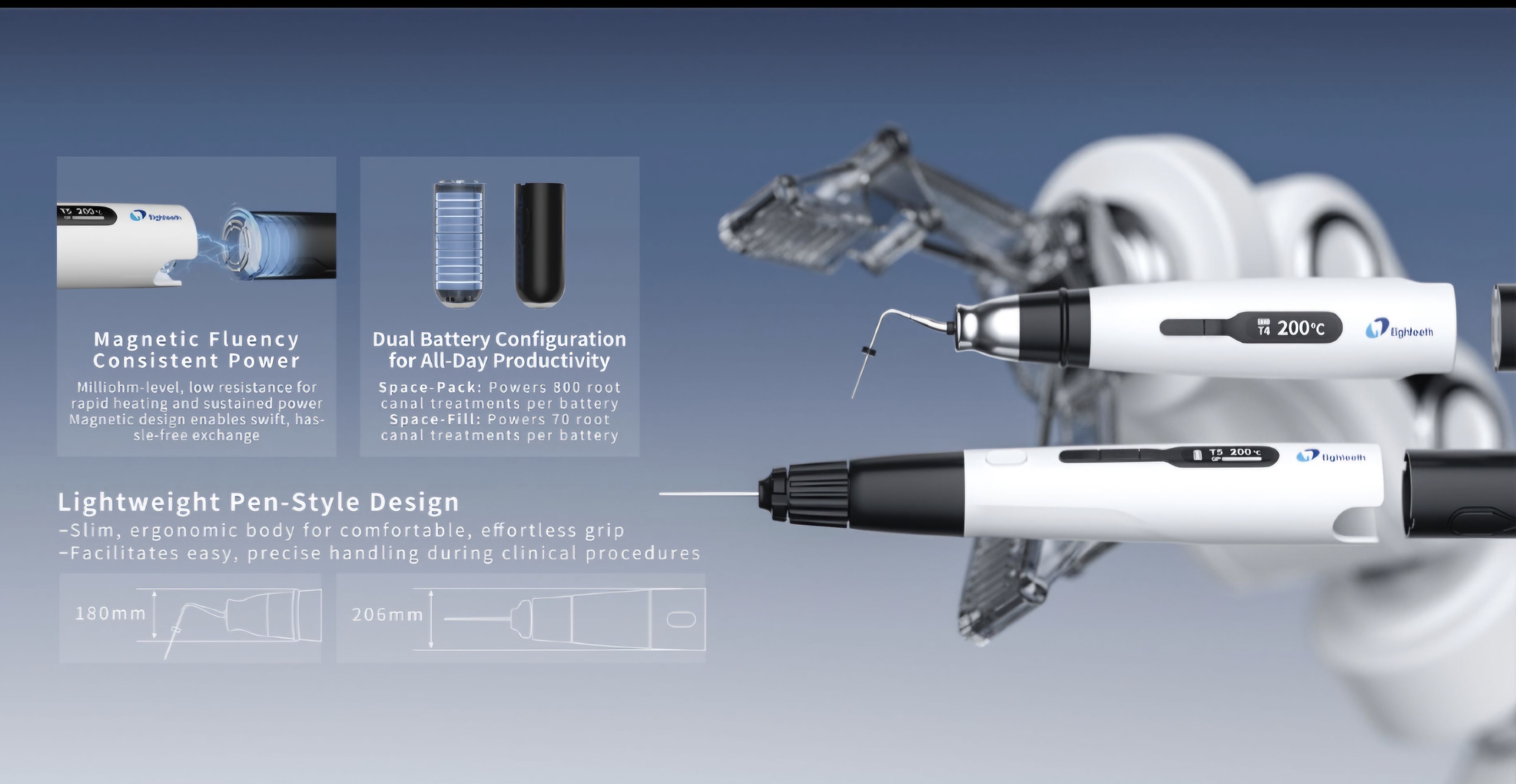 دستگاه گوتاکاتر Eighteeth Space Pack مناسب آبچوریشن سهبعدی کانال ریشه با طراحی بیسیم و ارگونومیک