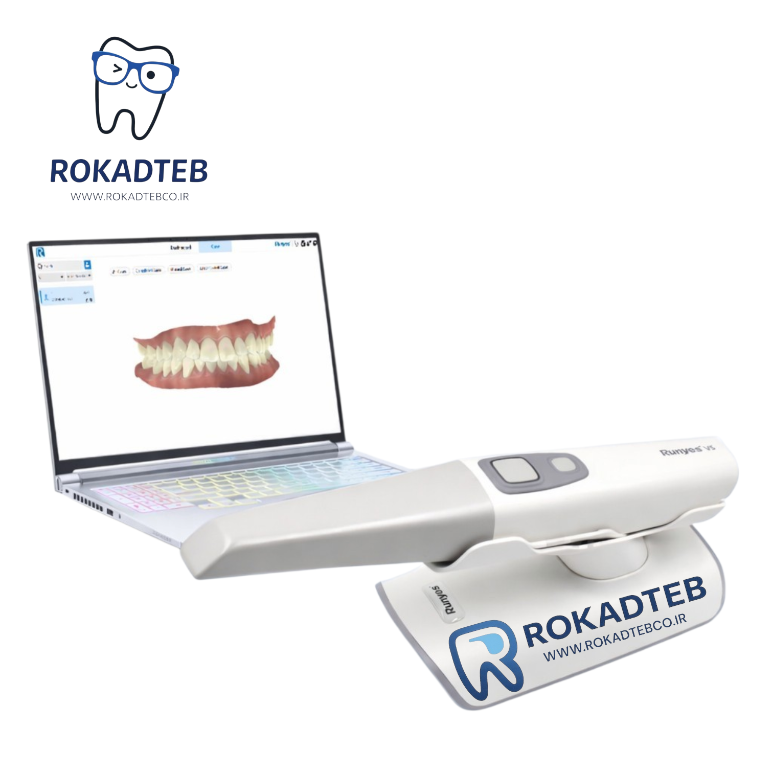 اسکنر داخل دهانی Runyes 3DS V5 با طراحی ارگونومیک و فناوری اسکن سه‌بعدی جهت قالبگیری دیجیتال دندانپزشکی، مناسب درمان‌های ایمپلنت، پروتز و ارتودنسی و انتقال فایل به سیستم‌های CAD CAM.