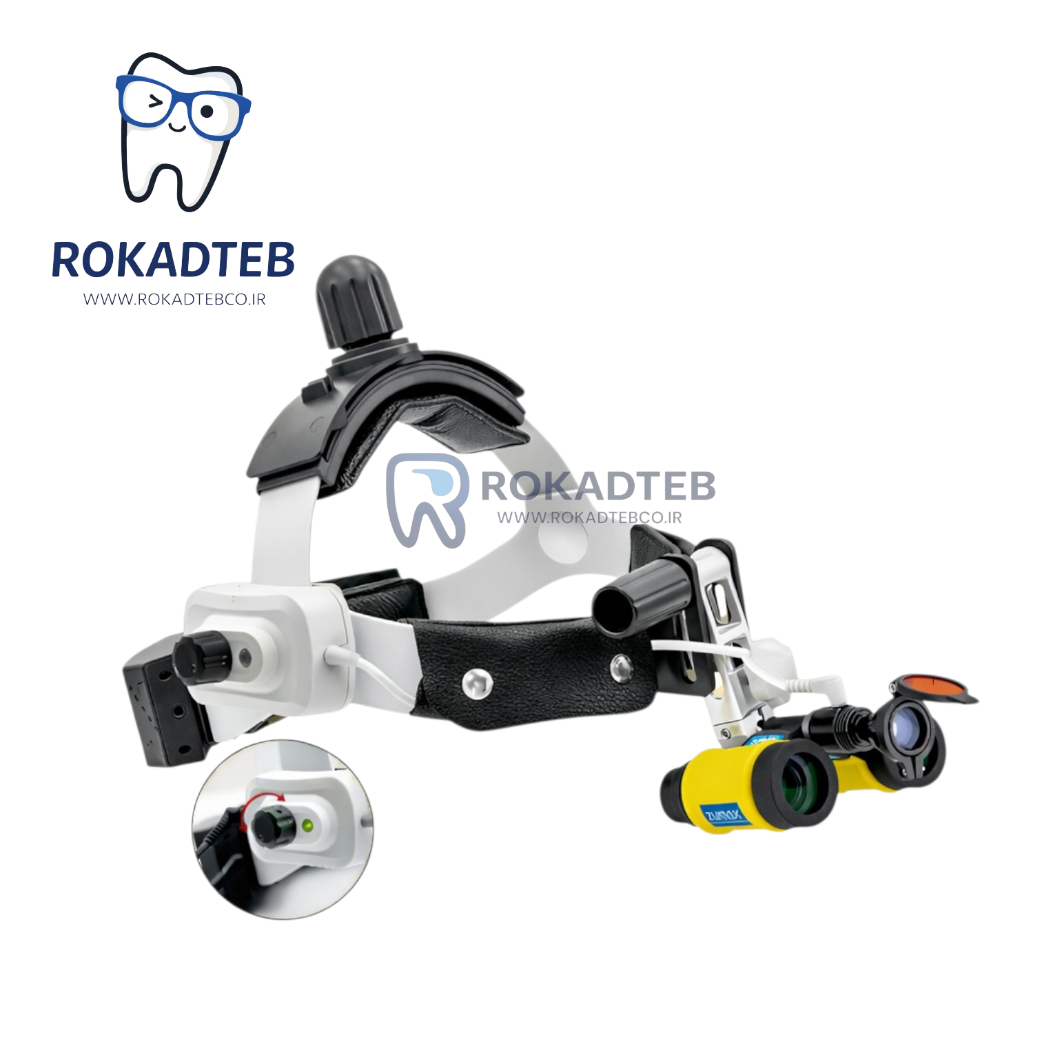 تصویر جزئیات لوپ هدبندی Zumax HL 8200 با لنز بزرگنمایی 2.5X و نور متمرکز جهت دید واضح و بدون سایه در حین درمان