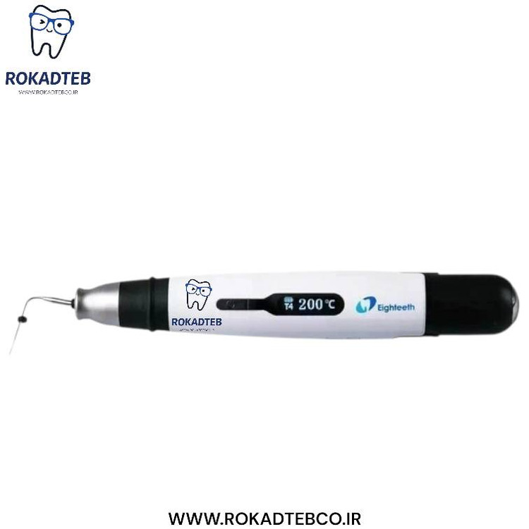 نمای نزدیک از گوتاکاتر Eighteeth Space Pack با نوک حرارتی قدرتمند و کنترل دمای پایدار برای افزایش دقت در درمان ریشه رکادطب