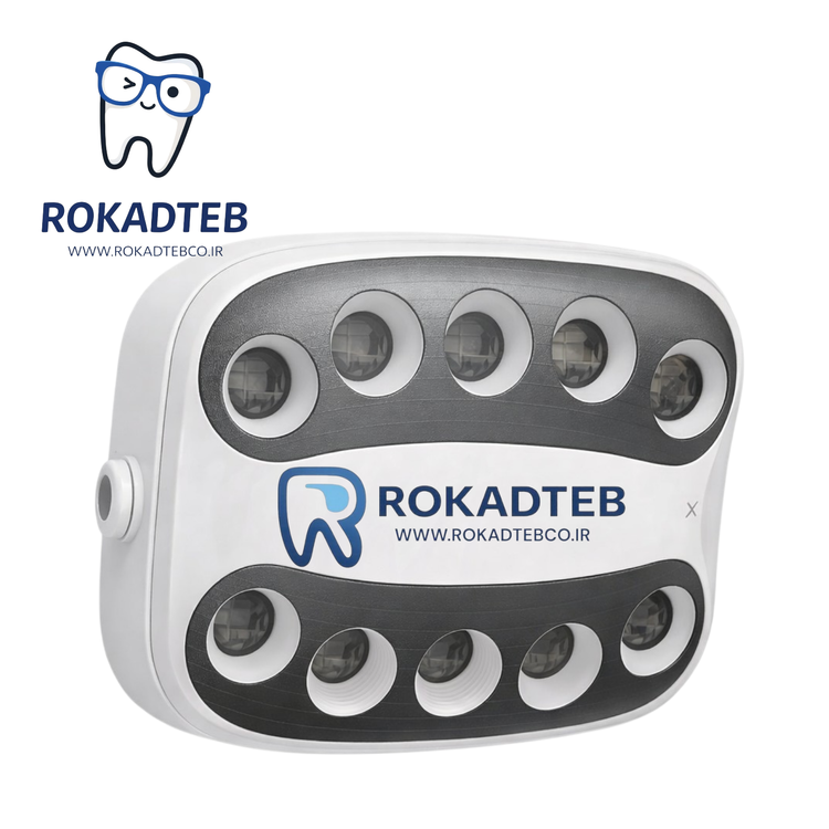 چراغ LED یونیت دندانپزشکی دو بازویی ۱۲ لنزه با نور سرد و طراحی ارگونومیک مناسب کلینیک دندانپزشکی