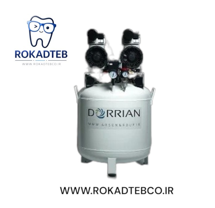 کمپرسور دندانپزشکی دوریان ایستاده دو موتوره 1100 وات 90 لیتری